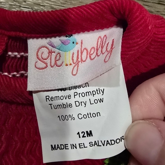 Red Dress with Green Tree Embroidery - Picture 3 of 4